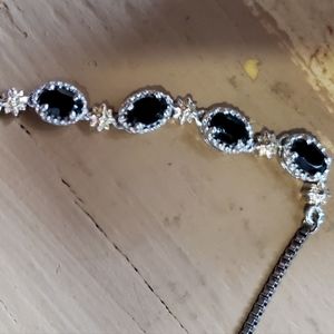 Black Diamonds set in 925 Sterling silver bracelet